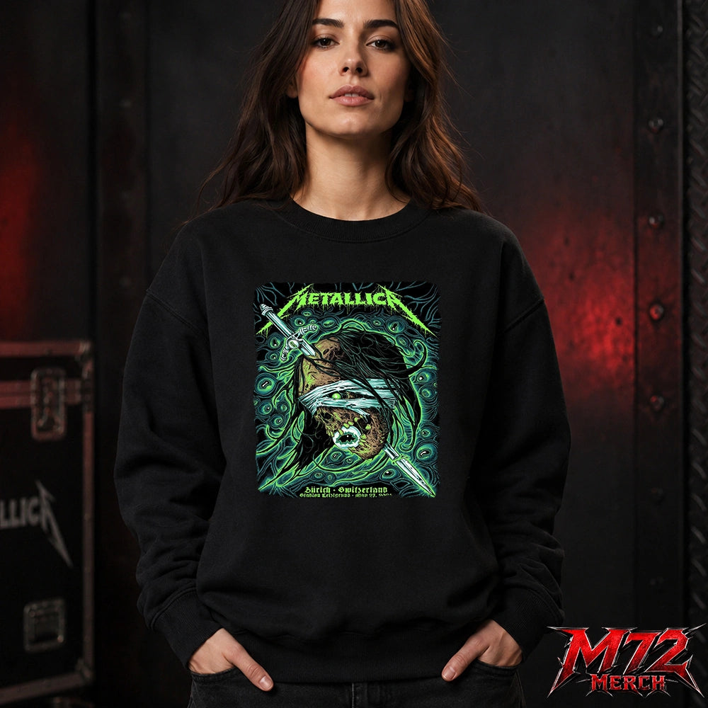Metallica World Tour M72 May 27 2026 Zürich Switzerland Stadion Letzigrund Mummy Dagger Eye Sweatshirt